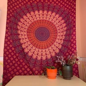 Large tapestry wall hanging red Mandala
